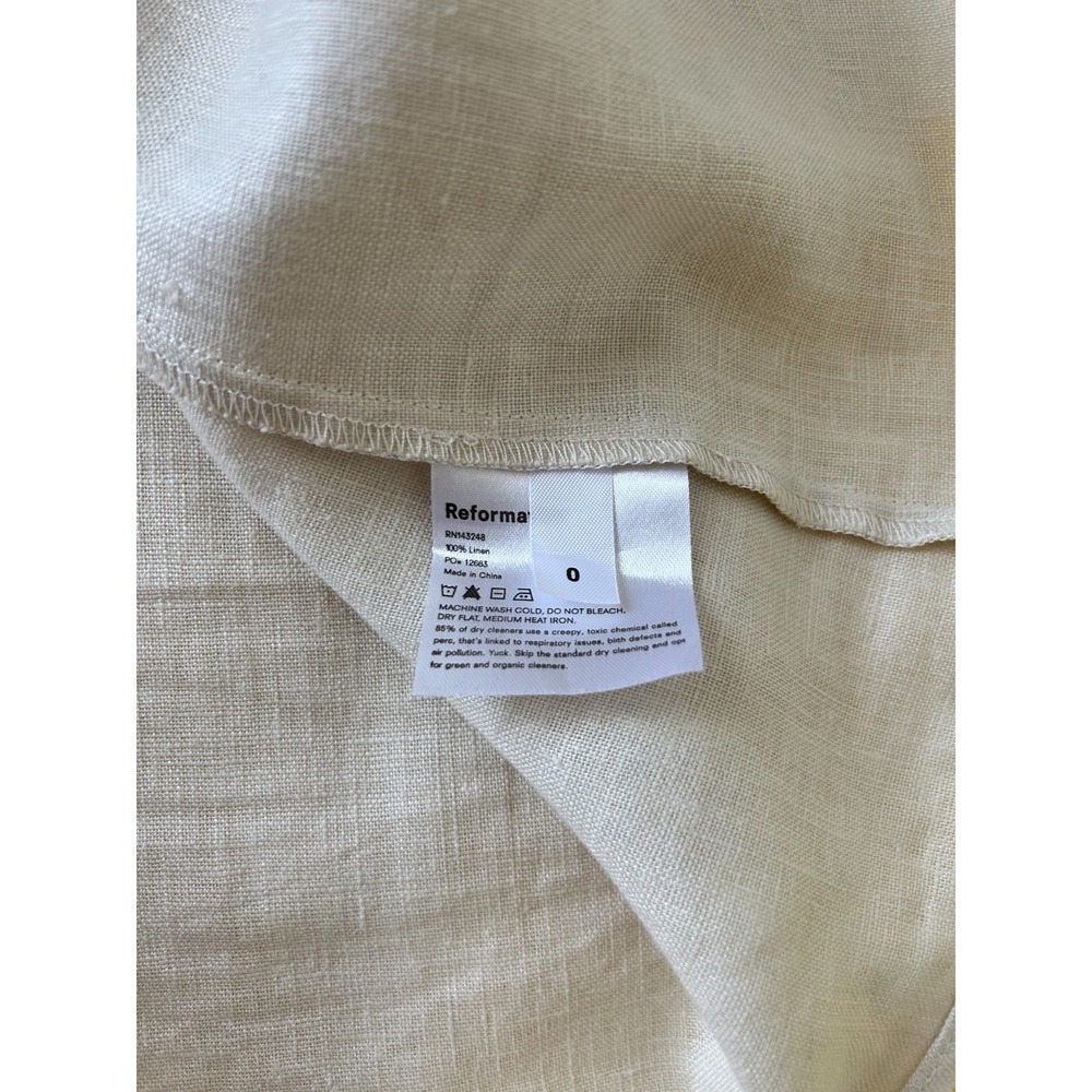 Reformation Violaine Linen Mini Dress Size 0 Beige Straps Adjustable Sleeveless - Picture 6 of 12